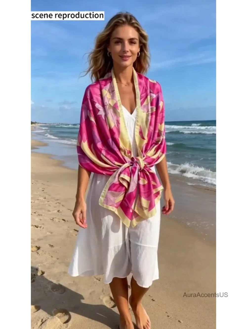 Oversized Luxury Silk Scarf Long Satin Fashion Shawl Wrap